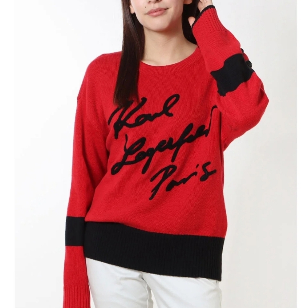 Karl Lagerfeld Script Pullover Sweater XS